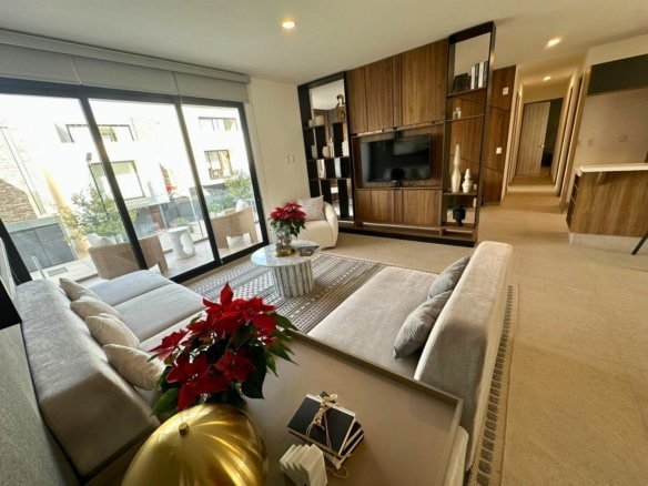 sala de departamentos en Zibatá Querétaro. Condominio Parques